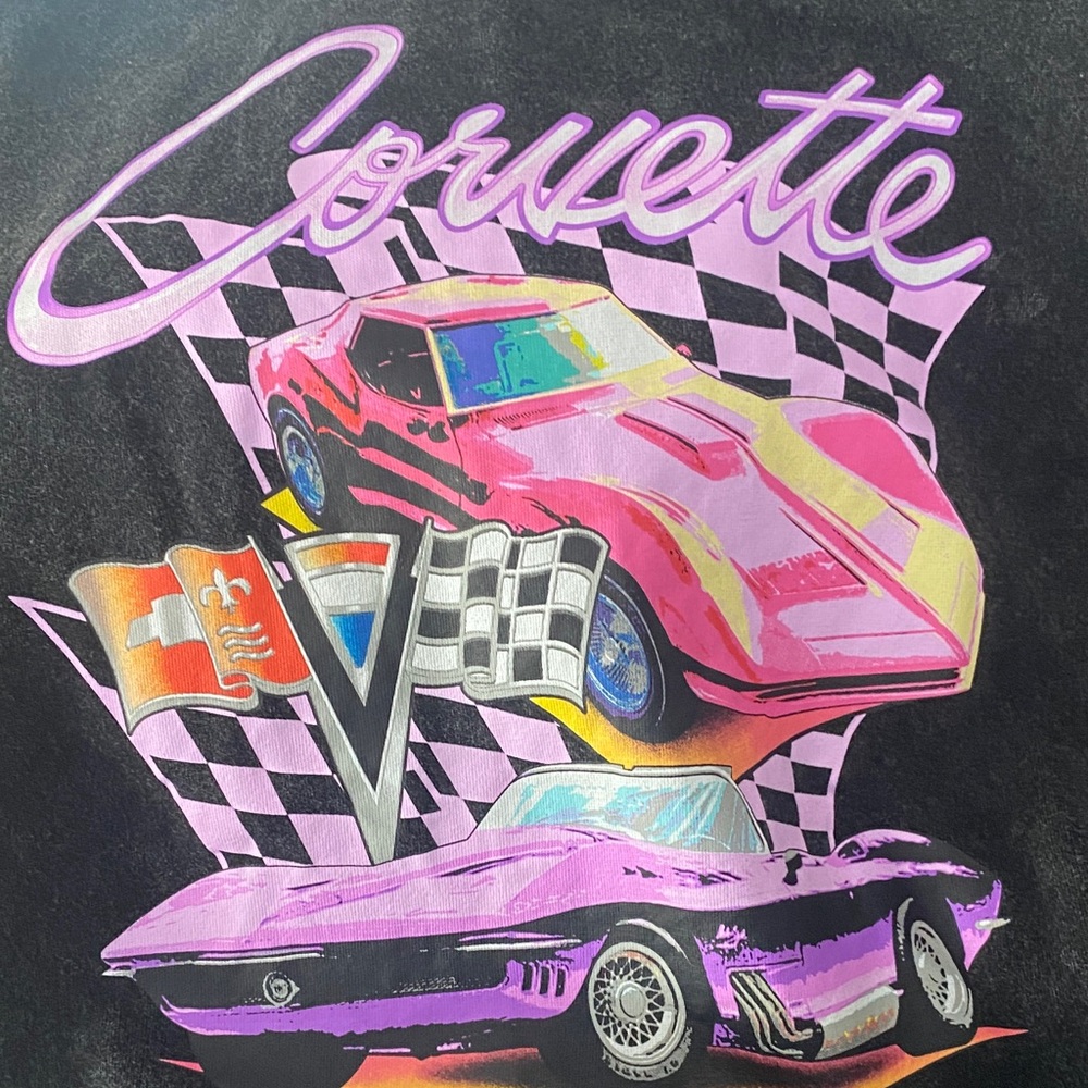 Chemistry Black Sweatshirt with Pink and Purple Car Graphic Corvette - Picture 3 of 3